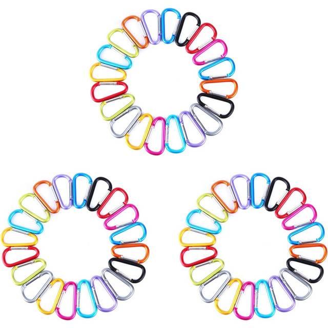 60Pcs D-Ring Locking Carabiner Keychain Spring Clip Lock Carabiner Hook Outdoor Camping Equipmengt - Lock Buckle
