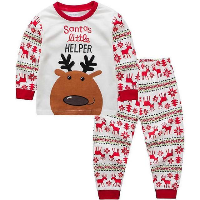 (2-3 Years, B) Christmas Kids Boys Girls Pajamas Pyjamas Pjs Set Toddler Long Sleeve Tops Trousers Sleepwear Nightwear Xmas Theme Outfits Loungewear