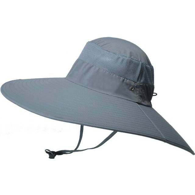 (60-62cm, Dark grey) Summer Wide Large Brim Men Fisherman Hat Waterproof UV Protection Sun