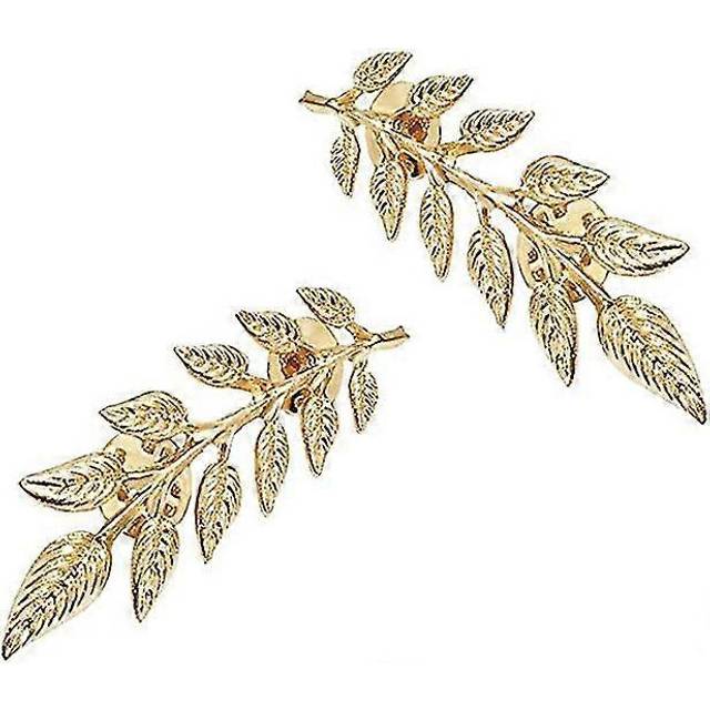 (As show, One size) gentlemen suit brooches double leaf collar pin brooch gold plant