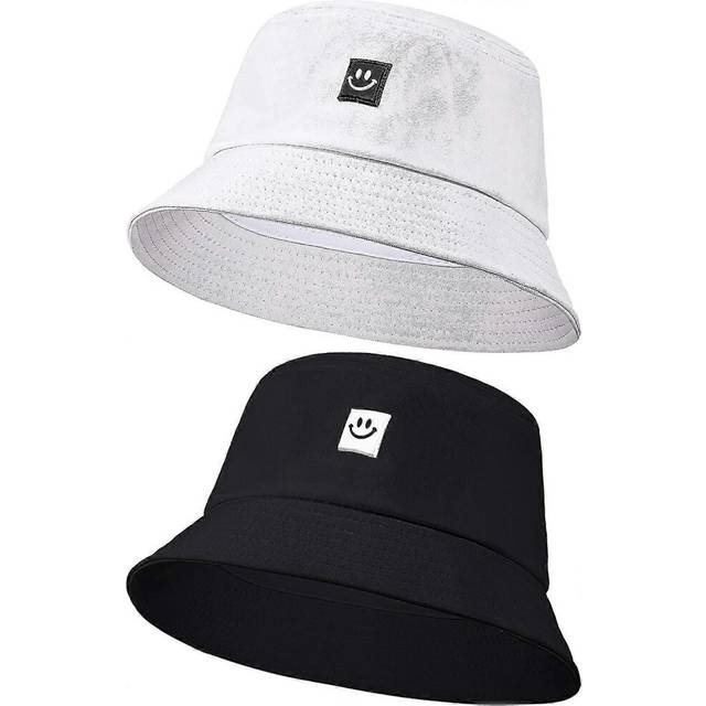 (As show, One size) smiling face bucket hats foldable beach sun hats fisherman hats for women men
