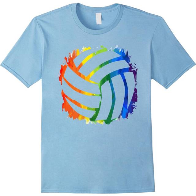 (L) Rainbow Color Volleyball Sports Lovers Gifts T-Shirt-Father's Day