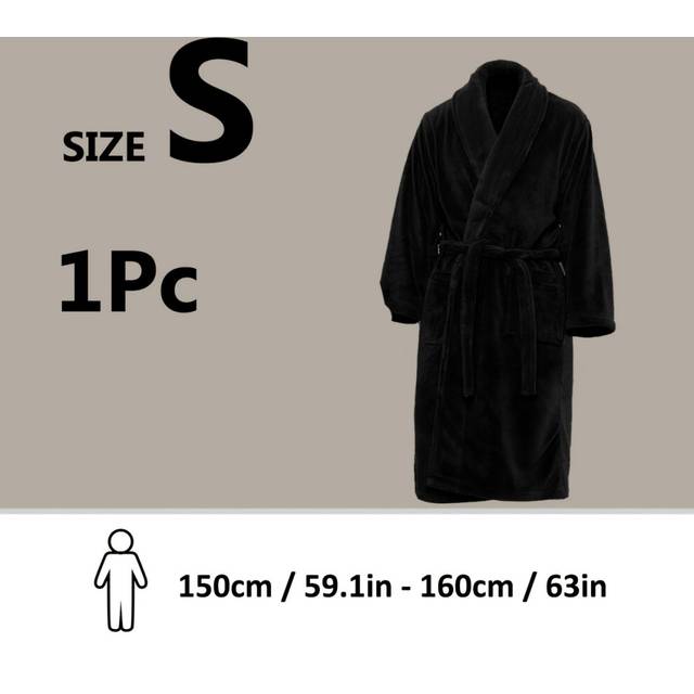 (C, S) Unisex Extra Warm Coral Fleece Bathrobe Mens and Women Adult Robes for Your Bathroom Bedroom Shawl Collar Robes
