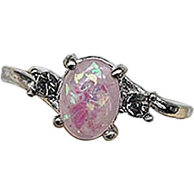 (10, Purple) White Fire Opal Ring For Women Wedding Party Silver Rings Jewelry Size 6-10 - Exquisite Design, Perfect Gift For Any Occasion - Jxlgv