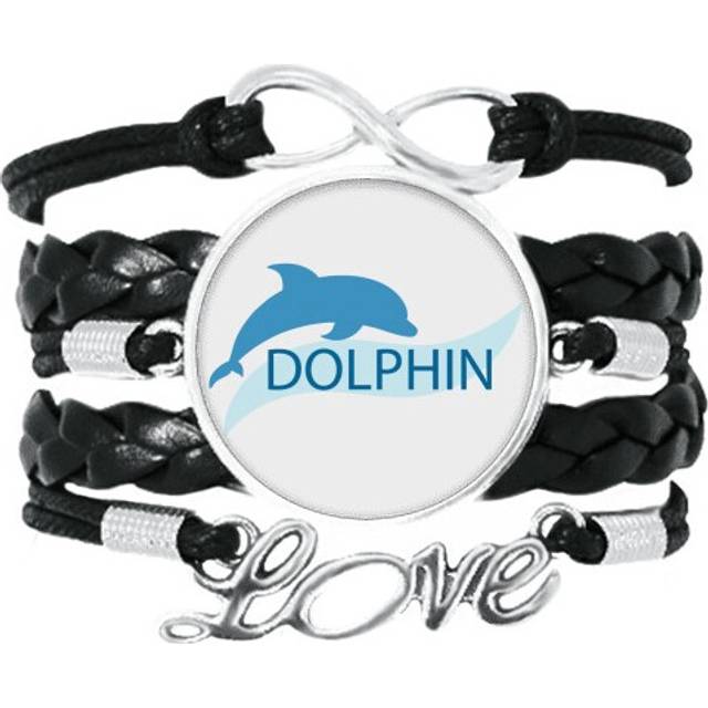 blue ocean docile dolphin illustrate bracelet love accessory twisted leather knitting wristband