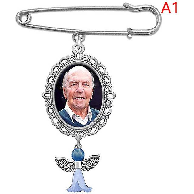 (A1, One size) Wedding Boutonniere Oval Bouquet Charm Pin Brooch Angel Wing Photo Charm