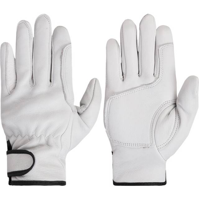(white) Driving Sport Men Safety Mechanic Working Glove Sheepskin Yellow White