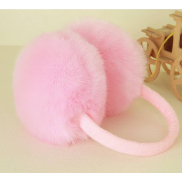 (pink) cute bowknot multicolor faux rabbit fur earmuff super big warm kids adult