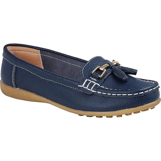(9 UK, Navy Blue) Boulevard Womens/Ladies Action Leather Saddle Loafers