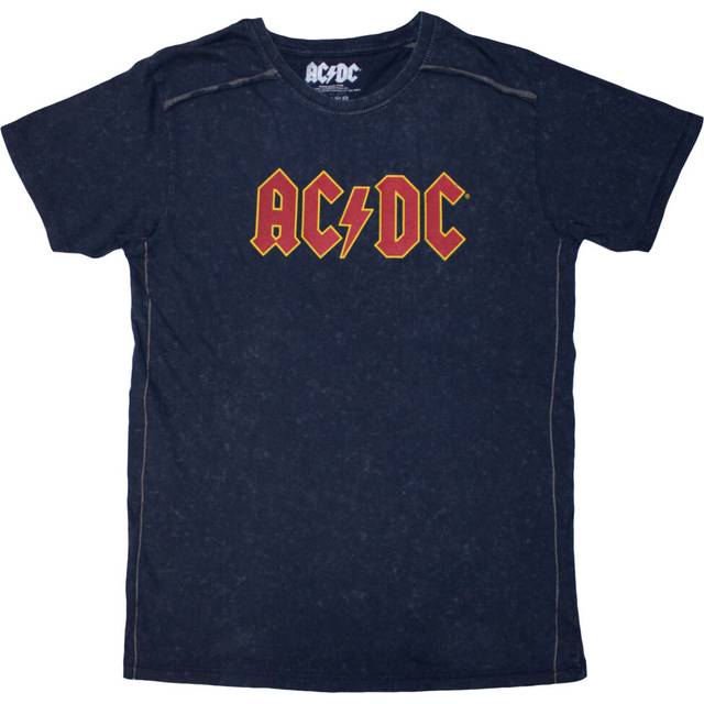 (S, Navy) AC/DC Voltage Logo Dye Wash T Shirt