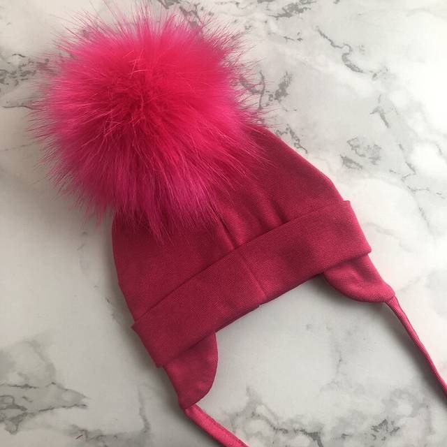 (rose, 0-2 months) Autumn Winter Boy Girl Faux Fur Pompom Cotton Earmuffs Caps For Newborn