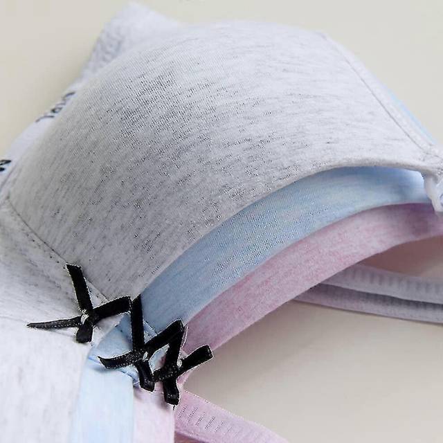 (32, Combination D) Teenager Girls Bra 100% Cotton Sports Soft Bra Without Underwire Seamless Padded Bralette Top Underwear For 12-18 Years Children A