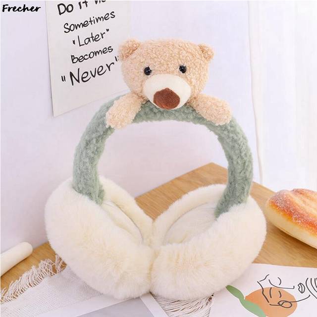 (WT) Lovely Bear Winter Earlaps Children Kids Plush Earmuffs Fluffy Fur Earmuffs