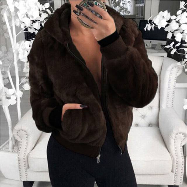 (3XL, Dark Coffee) Womens Faux Fur Fluffy Coat Teddy Bear Hooded Jacket Ladies Winter Warm Outwear