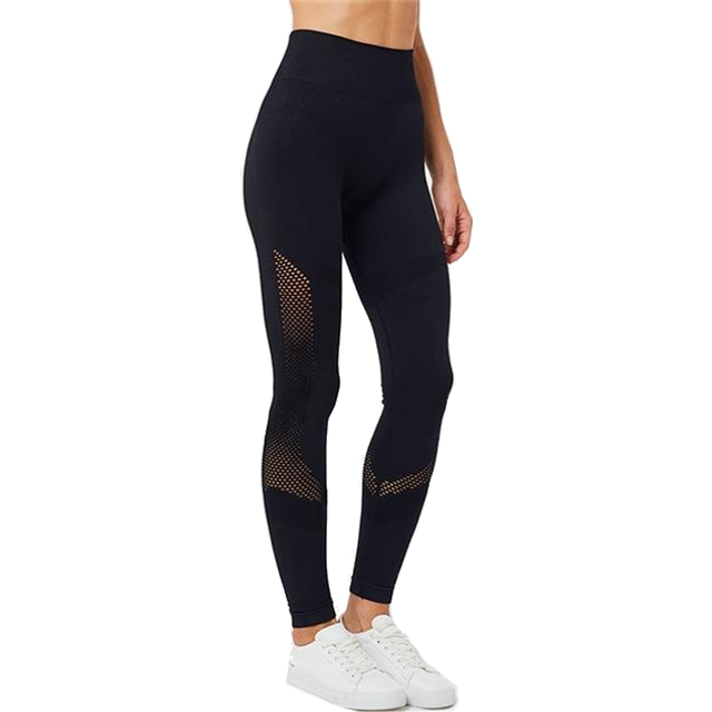 (Black, L) Black / Pink Yoga Leggings High Rise Tummy Control Home Gym Fitness Workout