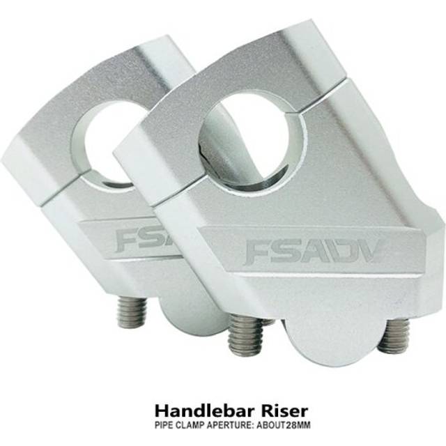 (Silver) Motorcycle Handlebar Riser Motocross Heightening Clamp Mount