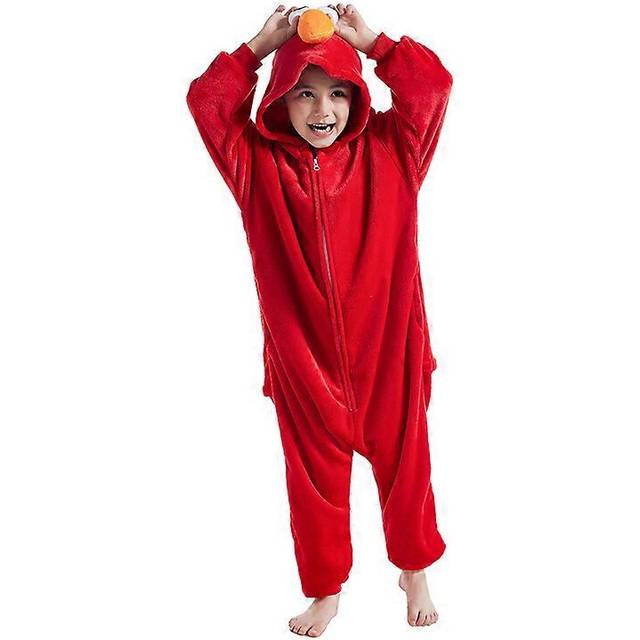 (110, One size) Flannel Mary Cartoon Animal One-part Pajamas, Boys And Girls Zipper Home Clothes