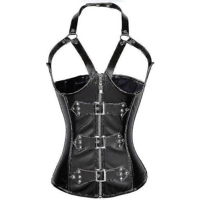 (XL, One size) Hot Sexy Waist Trainer Corset Faux Leather Open Bust Steampunk Zipper Corsets And Bustiers Plus Size Underbust Corselet Body Sha