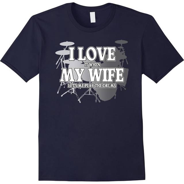 (XXXL) Men's PREMIUM âLove it when Wife lets me play the drumsâ T-shirt-Father's Day