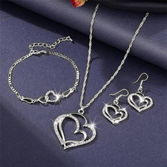 (silver) Jewelry For Women Set Womens Earrings Necklaces Bracelets