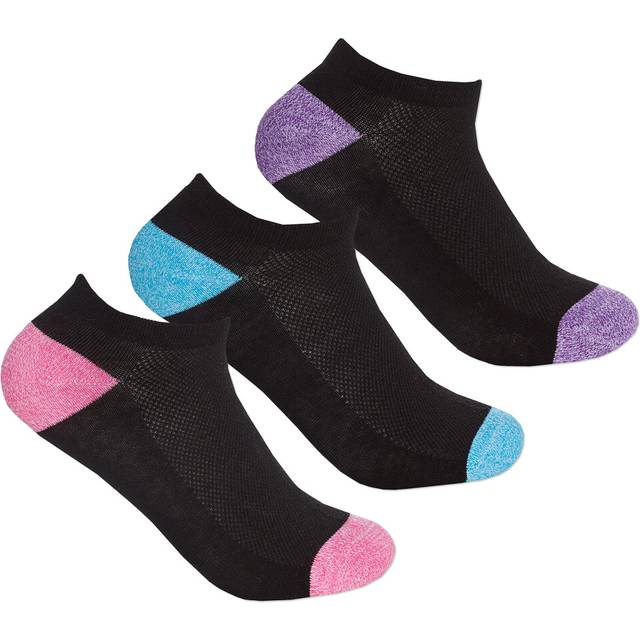 (Pink - 3 Pairs, 4-8) Ladies Womens 3 Pairs Sport Activewear Trainer Liners Socks Ventilation Mesh Insert Arch Support Active Low Cut Black Socks Size