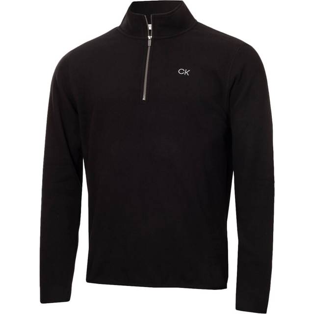 (S, Black) Calvin Klein Mens 2025 Polar Fleece 1/2 Zip Stretch Golf Sweater