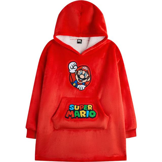 (9-13 Years, Red) Super Mario Boys Logo Blanket Hoodie