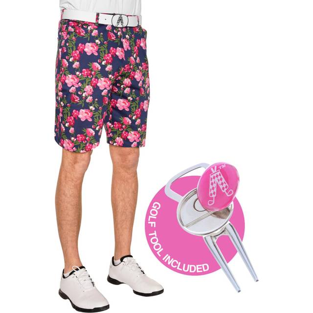 Royal & Awesome Bloomers Floral Golf Shorts Men  Crazy Golf Shorts for Men  Floral Shorts Men  Fun Golf Shorts for Men - Golf Tool Included
