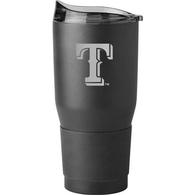 Logo Chair 529-S30PT-BLK-9 30 oz Major League Baseball Texas Rangers Etch Black Powder Coat Tumbler