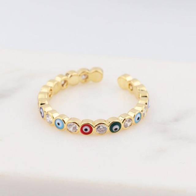Nya Bohemia Lucky Turkish Blue Evil Eye-ringar droppande olja Öppna justerbara fingerringar för kvinnor Smycken Present A