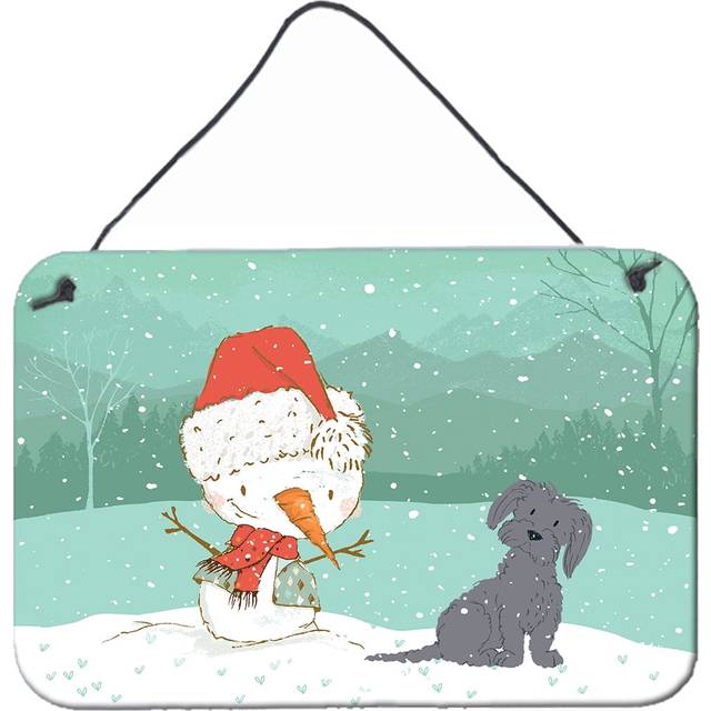 """""Caroline's Treasures Black Maltese Snowman Christmas Wall or Door Hanging Prints  Multicolor"""""