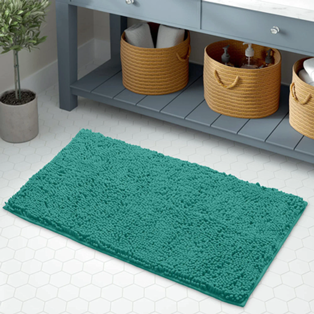LuxUrux 2-Pack Durable Rubber Door Mats - Waterproof  Low-Profile  Indoor/Outdoor Entry Rugs for Entry  Patio  Garage - Striped Blue Design (23'' x 35