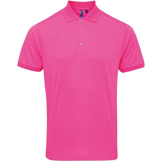 Premier Mens Coolchecker Pique Polo Shirt (Neon Pink) - Size Small