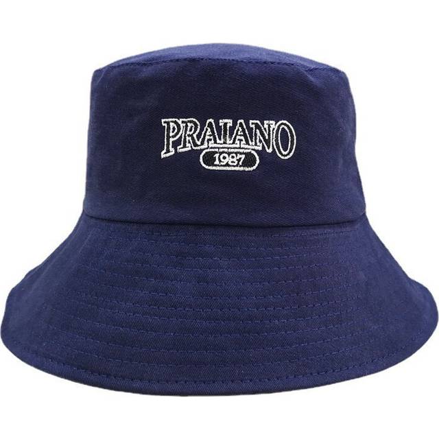 (Navy) Alphabet Korean Embroidered Big Head Fisherman Hat For Women Summer Sunblock Hat