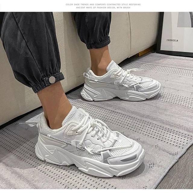 (white, 35) Lovers Running Shoes Large Size Fashion Sneakers Breathable Shock Absorbing Wear Resistant Running Shoes Sports Shoes