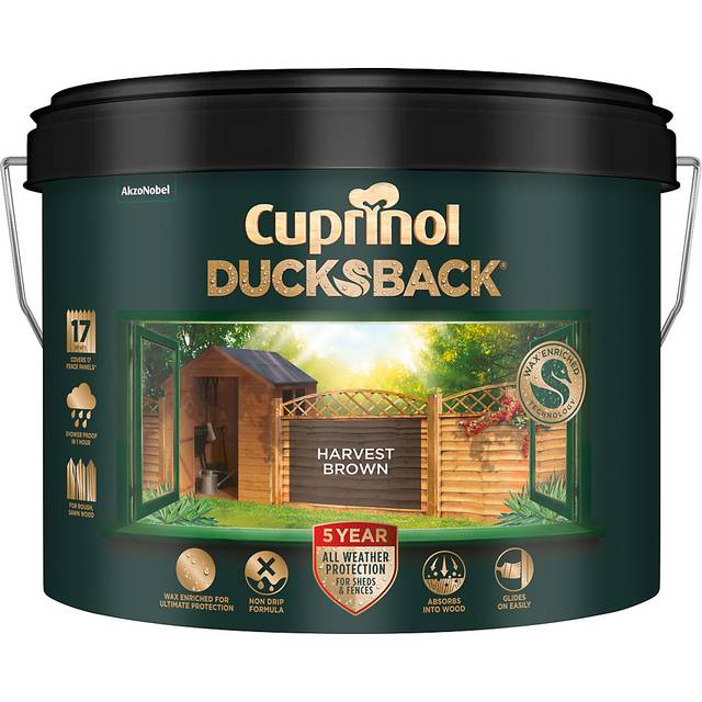 Cuprinol 5 Year Ducksback Shed & Fence Paint, 9L, Harvest Brown