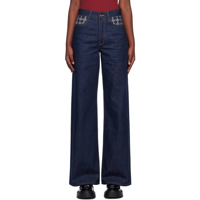 AMIRI Blue 'MA' Quad High Rise Wide Jeans - Raw Indigo - WAIST US 25