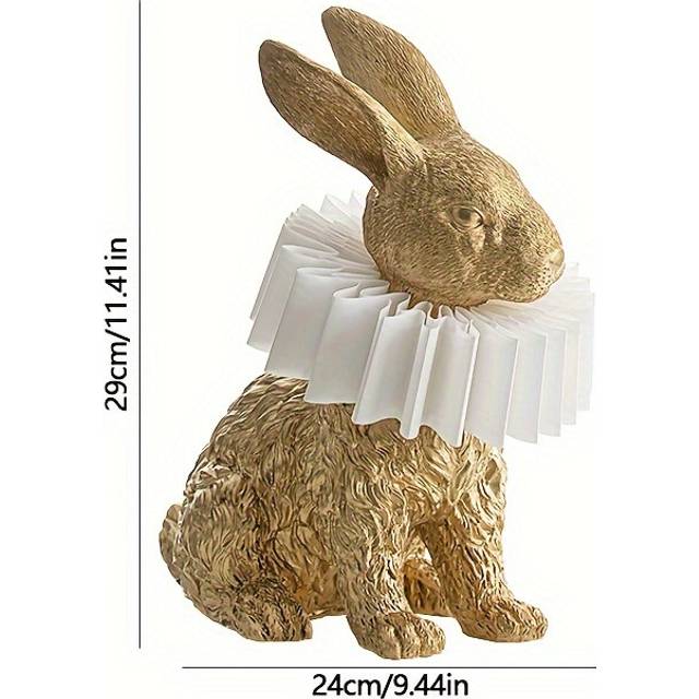 (Golden) 1pc Rabbit Scarf Table Lamp, Resin Crafted, Non-Slip Base, USB Powered