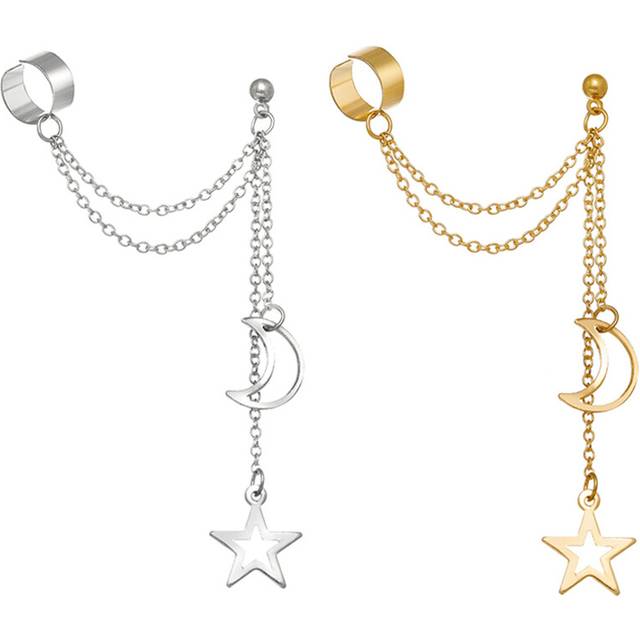 (AYAY5458702 5458702) Gold Silver Color Leaves Clip Earring for Women Men Creative Simple C Ear Cuff Non-Piercing