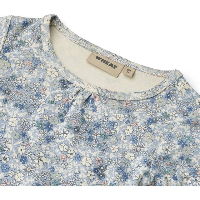 Wheat Body l/ä - Elmine - Blue Summer Blommor - Wheat - 1 år (80) - Body L/Ä
