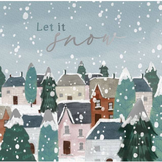 Let It Snow Rooftops Luxury Hand-Finished Foiled Christmas Card  Xmas Cards