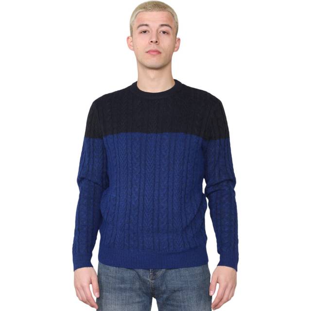 (Navy Mix, M) EX M&S Mens Jumper Cable Crew Neck Jumper