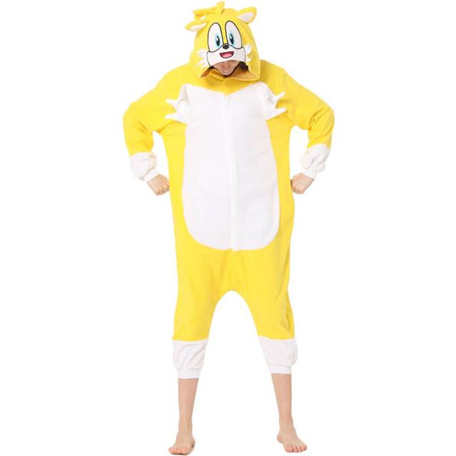 (XL) Cartoon animal one-piece pajamas Halloween Christmas shaker fleece couple pajamas Socko Nick Stitchers(Yellow Sonic)