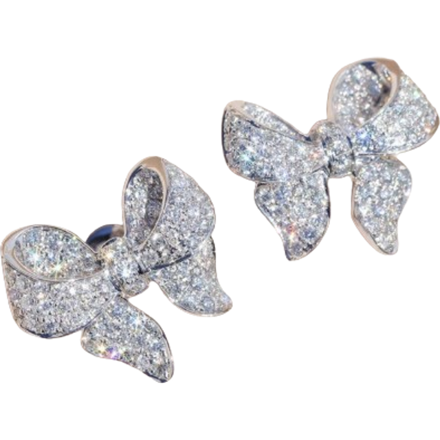 SHEIN 1 Pair Of Copper Inlaid Cubic Zirconia Bowknot Earrings