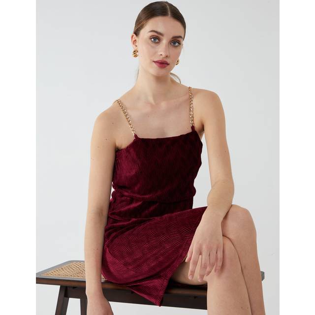Blue Vanilla Womens ANNIE - Chain Strap Mini Dress - Wine - Size 16 Regular
