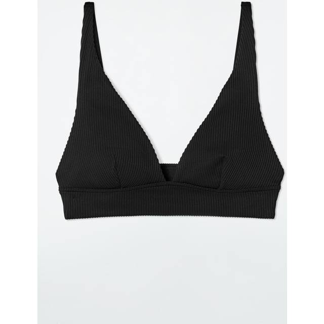 Ribbed High-Apex Bikini Top - Black - 34