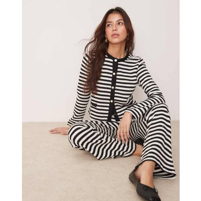 New Look Women's Black Textured Stripe Cardigan - UK 8