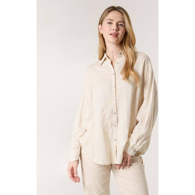 Embroidered Linen Shirt - S/M / Linen