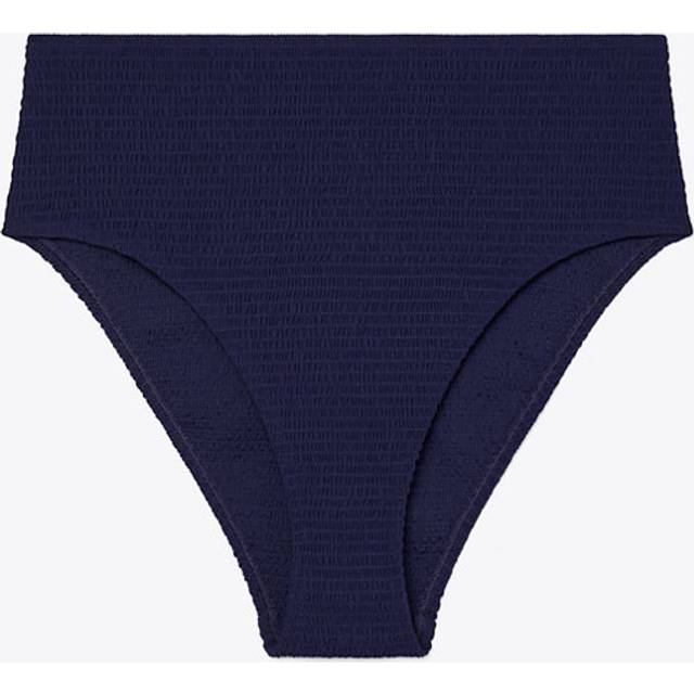 Tory Burch Smocked High-Leg High-Waisted Bikini Bottom