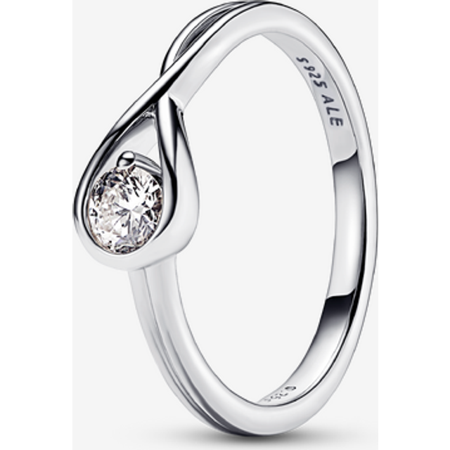 Pandora Infinite Sterling Silver Lab-grown Diamond Ring - Sterling silver / Lab-grown diamond - Sz. 54 - Clear